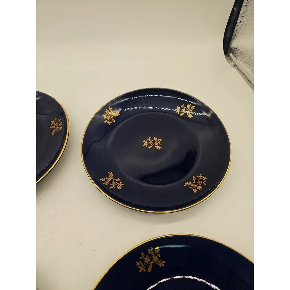 Pruszkow Polish COBALT BLUE AND GOLD Saucer 6 3/4‎ 